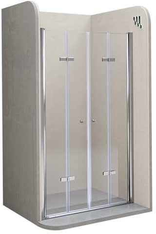 Moments Of Glass Mampara de Ducha Lena DT877 104-108x195 cm con Puertas Plegables, Perfiles Cromados y Cristal Templado Transparente