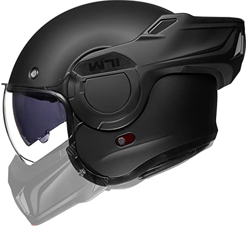 ILM Vintage Full Face Modular Motorcycle Helmet for Adults Men ATV UTV Snowmobile with 180° Reversible Chin Guard DOT ILM-B707(Matte Black, L)