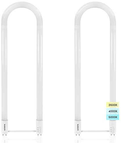 Luxrite U Bend LED Tube Light, T8 T12, 17.5W (32W Equivalent), 3 Colors 3500K | 4000K | 5000K, 2100 Lumens, Fluorescent Light Tube Replacement, Direct or Ballast Bypass, UL Certified, G13 Base, 2-Pack