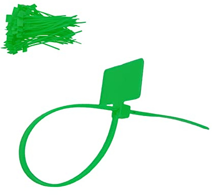Crapyt 100 bridas de nailon con etiqueta verde fuerte de 6 pulgadas para escribir, bridas de plástico resistentes para el hogar, interior/exterior, autobloqueo, recordatorio de color brillante