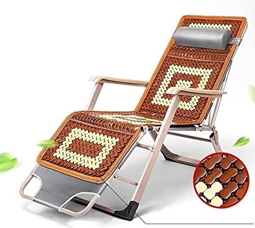 Z&y GLAa Liegestuhl Mit Kühlender Bambusmatte Sun Zero Gravity Beach Lounge Stuhl Klapper Liegestuhl Zusammenklappbare Liegesonne Für Büro Mittagspause Nap-B, Komfortabel/a