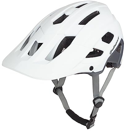 POLISPORT 8742800006 - Mountain Pro Fahrradhelm für Damen und Herren Verstellbare Größe L (58-61cm) mit abnehmbarem Visier und CE-Zertifizierung in Farbe Weiss/Grau