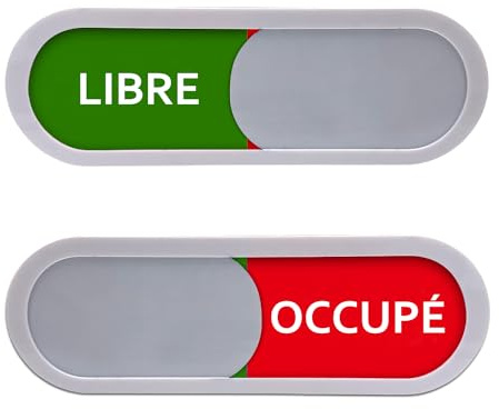Andchi Lot de 2 panneaux LIBRES OCCUPÉS Plaque coulissante Auto-inscription Plaque de porte d'occupation officiels pour bureau (Français LO)