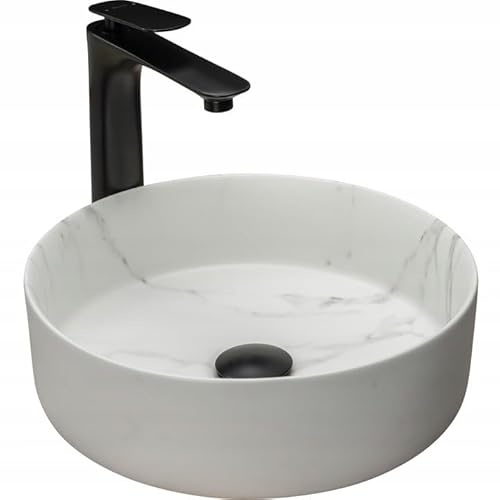 GTM Design Aufsatzwaschbecken Modern Waschbecken ohne Hahnloch - Elegant Aufsatzwaschbecken Oval für Badezimmer und Gäste WC - nur Bad Waschbecken - Modell 8