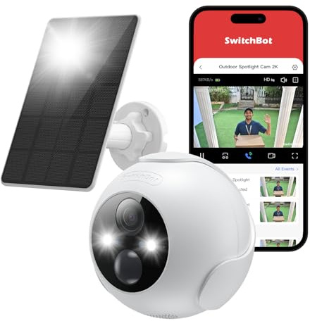 SwitchBot Wireless Security Camera Kit, 2K Outdoor Camera with Solar Panel, Uninterrupted Surveillance for Home Security, Color Night Vision, AI Human/Pet Motion Detection, Works with Alexa, WiFi 2.4G