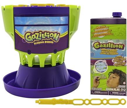 Gazillion Ultimate Bubble Craze Machine Mega elektrisk bubbelmaskin för barn, fester, fester och utomhus plus festläge färgskiftande LED-lampor leksaker och gåvor i åldrarna 3+