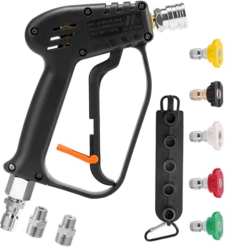 M MINGLE Pistola idropulitrice con girevole, pistola universale per idropulitrice con attacco rapido da 3/8, raccordi M22 14 mm e M22 15 mm