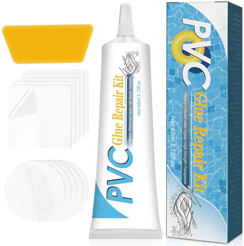 Pool Reparaturset, Wasserdichtes Pool Flickzeug, Wasserbett Reparaturset | Wasserdicht Flickzeug Luftmatratze Reparaturset, Pool Kleber für PVC&PU Aufblasbare, Kajaks, Whirlpools, Schwimmrings(60ML)