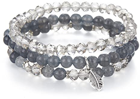 FULU AUTUMN Perlenarmband Stretch Damen Armband Mehrschichtiges Boho Modeschmuck für Mama Oma und Frau Geburtstagsgeschenk