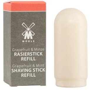 MÜHLE Rasierseifenstick REFILL - Rasierseife für sensible Haut, vegan - Nachfüll-Pack mit 37 g - Grapefruit-Minze