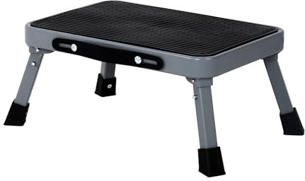 Stooder Klappbarer Tritthocker aus Stahl, 17,8 cm, rutschfest, große Plattform, 1-stufiger Hocker – langlebig, kompakt, Fußhocker für Zuhause, Büro, Geschäft, Gebrauch (schwarz)