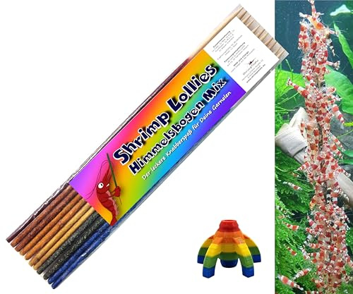 Shrimp Lollies HimmelsbogenMix + Halter/Futter Garnelen Lollies Lutscher Sticks Stangen
