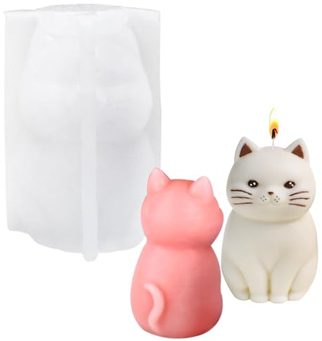 Aweisile Katze Kerzenformen zum Gießen Katze Kerzenform 3D Kätzchen Kerzen Silikonform Kätzchen Kerzenformen 3D Kätzchen Silikon Kerzenform Katzen Silikonform für DIY Kerzen Gips Handwerk
