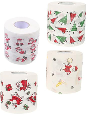 minkissy 4rollen Weihnachtliches Toilettenpapier Farbiges Papiertoilettenpapier Toilettenpapierrollen Badezimmeraccessoires Servietten Großpackungen