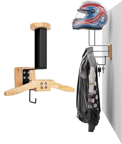 CiCixixi Support Casque Moto, Porte Casque Moto Mural pour Accrocher Le Casque et la Veste de Moto au Mur, Support Mural pour Ranger Les Accessoires de Moto et de VéLo (Style 1)