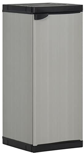 Homgoday Gartenschrank mit 1 Regal, Grau und Schwarz, 35 x 40 x 85 cm