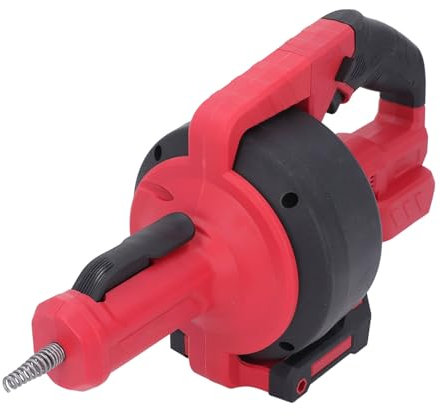 Tarière de Vidange électrique sans Fil, Outil de Vidange Rouge 21V avec Câble de 7M, Vitesse Réglable, Lampe de Travail LED (Prise UE)