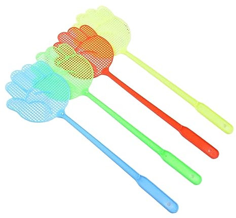 4er-Pack Fliegenklatschen in Farben, manuelles Kunststoff-Fliegenklatschen-Set Hunde Abwehrmittel Ultraschall (Light blue, One Size)