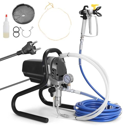 Spruzzatore Airless, Spruzzatore Elettrico per Verniciatura da 750 W con Tubo da 10 m, Spruzzatore Airless ad Alta Pressione per Pittura Murale da 6000 PSI per Pittura Interna Esterna Domestica