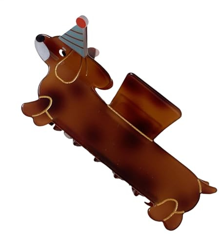 Dackel-Haarspange, Dackelklauenklammer, geschnittene Klauenklammer, Wursthund-Clip, Tierhaarklammer starker Halt, Acetat-Haarklammer, Hunde-förmige Haarspange