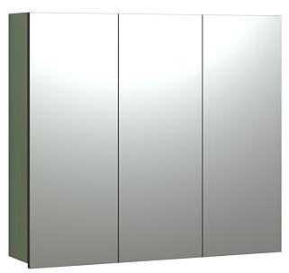 trendteam smart living – PureBliss – spegelskåp – grön – spårutseende – 9 fack 6 hyllor – (B x H x D) 90 x 80 x 20 cm – mellandörr kan monteras vänster och höger