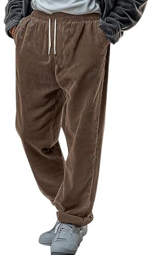Mens Heavy Smart Formal Work Plain Cord Corduroy Trousers Warm Dress Pants Corduroy Pants Drawstring Elastic Waist Straight Leg Plain Comfort Warm Full Length Outdoor Daily Fashion Streetwear