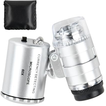 Microscopio Digital 60X con Luz UV y 2 LED, Microscopio Portátil Profesional para Joyería, Monedas, Ciencia, Lupa con Luz Ajustable para Adultos, Niños y Joyeros