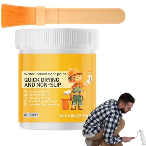 Adorabile vernice per pavimenti, a base d'acqua, 100 g, ad asciugatura rapida, kit di pittura per pavimenti in cemento, kit di pittura epossidica per pavimenti in garage, cantina, cemento, barriera