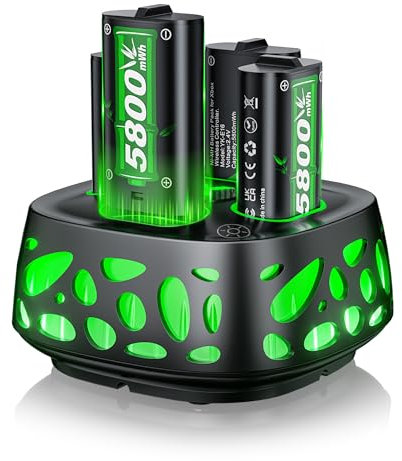 5800mWh Battery for Xbox One/Xbox Series S/X/Xbox One S/X, 4 x 5800mWh Rechargeable Battery 10 Colors RGB LED Mode 2.5H Fast Charging Station for Xbox Series S/X/Xbox One/One S/X/One Elite (RGB Mode)