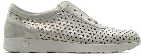 PITILLOS - Zapato Deportivo Casual,Sneakers con Cordones,Zapatillas de Rejilla,Piel,caladas, para: Mujer Color: Oro Talla:39