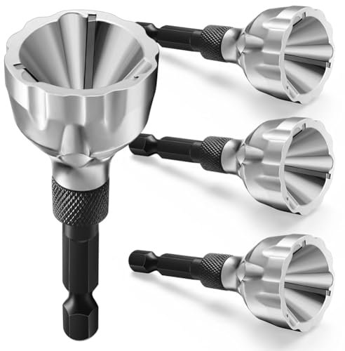 Pawlickio 4 Pcs Heavy Duty Deburring Chamfer Tool Quick Release Hex for Damaged Bolts Fits for 1/8In-3/4In(3mm-19mm)