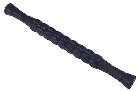 Barra de Masaje Negra de Goma para Fisioterapia y Puntos Gatillo | Liberación , Rodillo Muscular Sistema de Varilla y Rodamiento, Mangos Ergonómicos Tipo Bici
