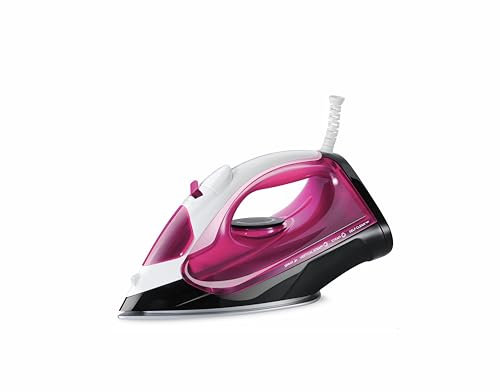 EMPOTEC Ferro da Stiro 2000W, Piastra in Acciaio Inox, Funzione Vapore Spray Secco Autopulente Serbatoio 350ml, Getto Verticale Regolazione Temperatura Tri-color Bianco/Fucsia/Nero