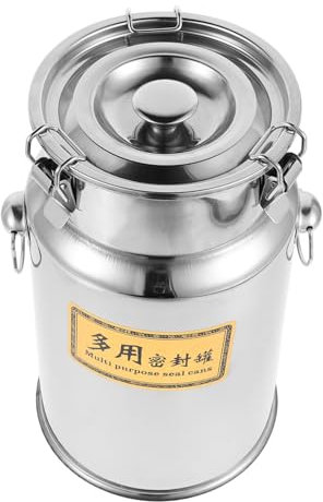 SMASOLO Seau à Lait Acier Inoxydable Avec Couvercle Pour Stockage Lait Huile Portable Résistant à Usure Pour Cuisine Maison