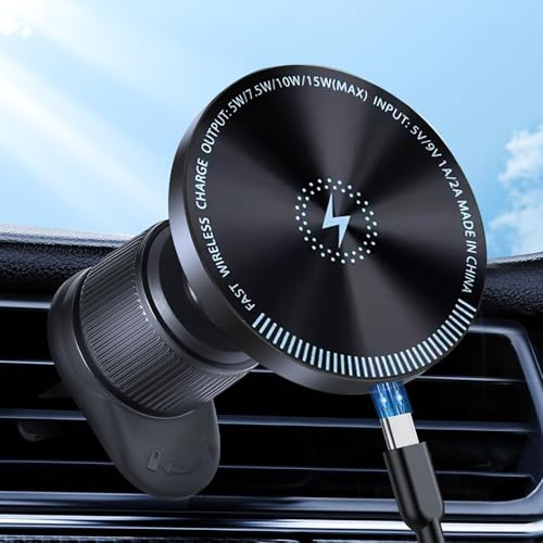 Astriva Auto Handyhalterung mit Ladefunktion,15W Kabelloses Auto Ladegerät | Magnetische Handyhalterung Auto Lüftung für iPhone 12-17 Pro/Max & Samsung, 360° Drehbar & mit Magnetring (Blau)