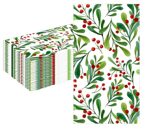 MORAINJAY 40 Stück Weihnachten Servietten, Weihnachtsbeeren Papierservietten für Weihnachten, Winterparty, Geburtstag, Tischdeko Feier