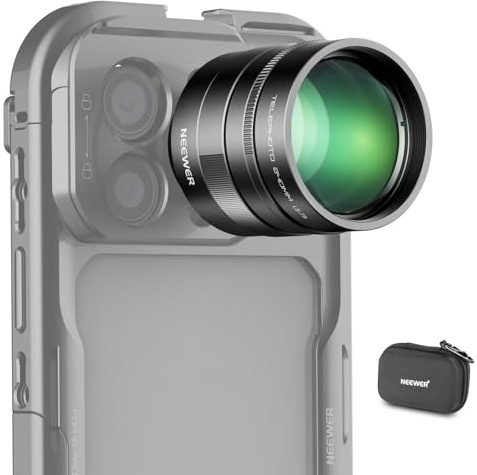 NEEWER 2x Converter for Phone Camera Telephoto Lens Only, 240mm Teleconverter 7 Elements in 5 Groups, 17mm Thread Compatible with NEEWER Phone Cage iPhone Android Samsung Xiaomi, LS-79