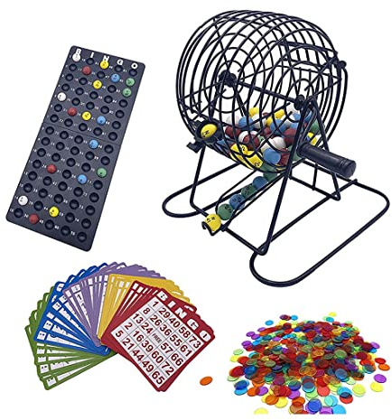 Vocdikficy Deluxe Bingospelset med 6- Bingobur, Bingomasterboard, 75 FäRgade Bollar, 50 Bingokort och 300 Bingobrickor