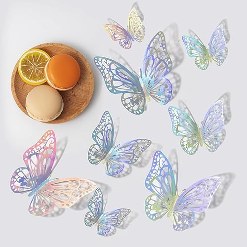 GIEEU 3D Butterfly Wall Stickers 72 PCS, 3 Sizes Butterfly Wall Decals Butterflies Stickers, Multi-Functional Decals for Home Decor, Party Decorations (Multicolor)
