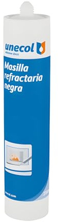 Unecol Masilla Refractaria Negra 310 ml – Sellador de Alta Temperatura (hasta 1250 °C) para Chimeneas, Estufas y Barbacoas – Pintable y Fácil de Usar