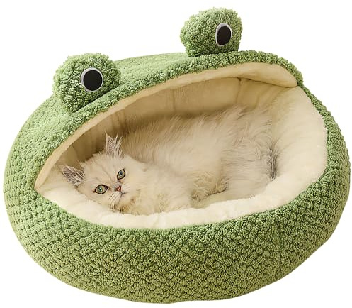Dhqkqg Katzenbett, Faltbares Katzenhöhl, Waschbares Katzenbett und Katzenhöhle, Froschform mit Rutschfester Unterseite Schöne Tierbett für Katzen kleine Welpen