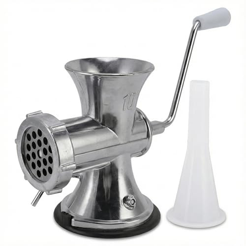 WAHEWUD Picadora de carne manual, Máquina llenadora de salchichas, Aleación Aluminio Base Ventosa Fuerte Mango Ergonómico, Picadora de carne para cocina Verduras