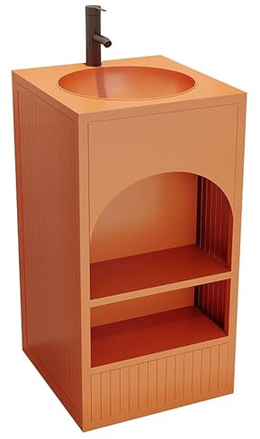 ZKBDBWTR Freistehendes Standwaschbecken aus Edelstahl, Bodenstehendes Waschbecken für Badezimmer und Balkon, Waschtisch für den Innen- und Außenbereich(Orange)