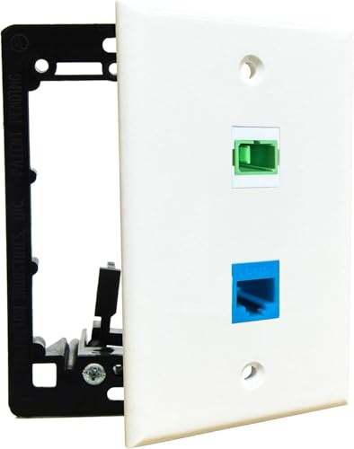 DIYTECH Plaque murale en fibre optique, pour SC/APC, Simplex, avec port Ethernet Cat6, support de montage basse tension inclus – Blanc