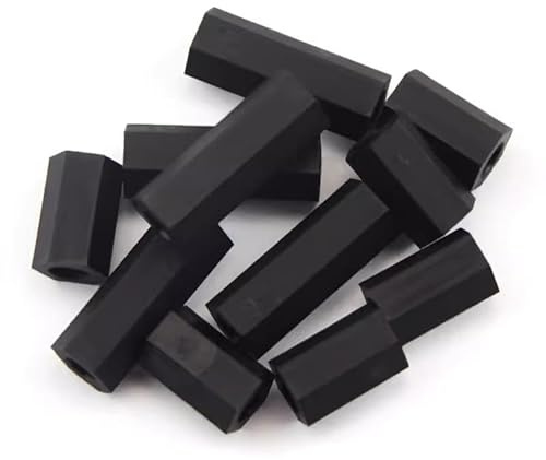 XIANGGUA M2 Black Spacing Screws, Hex Nylon Standoff Spacer Column Flat Head, Double Pass Nylon Plastic Screws(6mm)