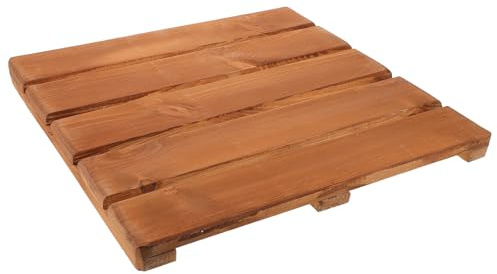 Kisangel Sauna Holzmatte aus Massivem Holz 40x40cm rutschfest Erhöhte Duschmatte für Bad und Spa Feuchtigkeitsbeständig und Formstabil für Sauna und Außendusche