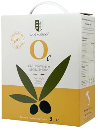 San Marco - Olio Extravergine di Oliva 100% Italiano - Estratto a Freddo - Olio EVO di Categoria Superiore Monocultivar Coratina – Bag in box da 3 litri