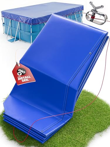 Poolskydd 300 x 200 cm inklusive fästmaterial, poolpresenning vinter gjord av tjockt 200 GSM-material pool vinterskydd lämpligt för INTEX BESTWAY poolskydd 360 x 260 cm vintersäkert överdrag