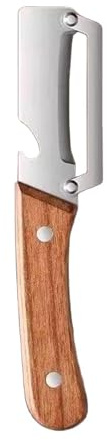 Pelador de Verduras y Frutas Multifuncional 2 en 1, Cuchilla de Acero Inoxidable Ultra Afilada, Mango de Madera Antideslizante con Abrebotellas, Ideal para Patatas, Zanahorias, Papaya y Picnic
