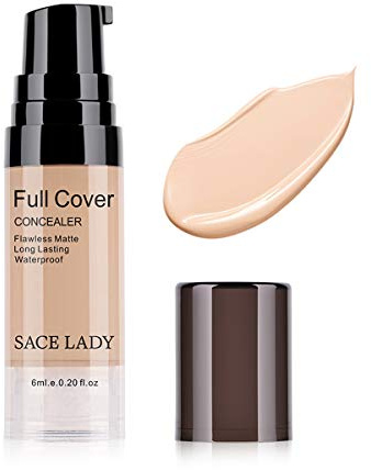 Pro Full Cover Liquid Concealer, Waterproof Smooth Matte Flawless Finish Creamy Concealer Foundation Corrector for Eye Dark Circles Spots Face Concealer Makeup Base, 6ml/0.20Fl Oz